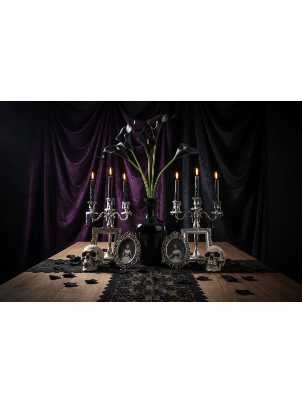 Black Calla Lily Artificial Flowers Set of 5 Stems Gothic Modern Decor - Picture 5 of 16